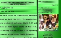 CANADA : Gamou du Dahira Moutahabina Filahi de Toronto , Samedi 13 Avril 2013