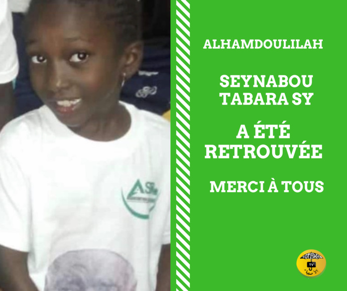 DISPARUE DEPUIS VENDREDI, LA PETITE FILLE DE MAME ABDOU AZIZ SY DABAKH A ÉTÉ RETROUVÉE SAINE ET SAUVE AU MARCHÉ DE PIKINE DISPARUE DEPUIS VENDREDI, LA PETITE FILLE DE MAME ABDOU AZIZ SY DABAKH A ÉTÉ RETROUVÉE SAINE ET SAUVE AU MARCHÉ DE PIKINE