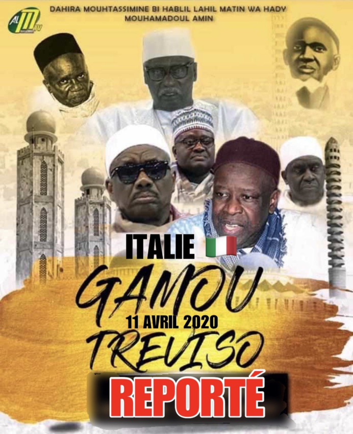 COMMUNIQUÉ - CORONAVIRUS EN ITALIE - Report du Gamou de Treviso qui était prévu le samedi 11 Avril 2020