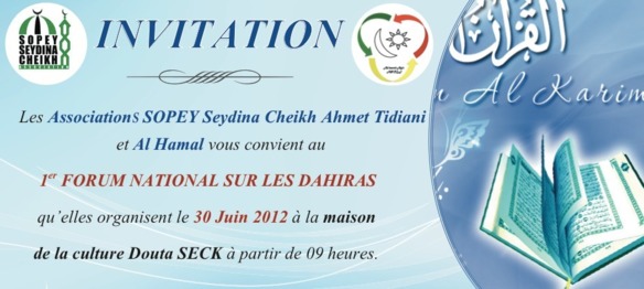 GRAND FORUM NATIONAL SUR LES DAHIRAS LE 30 JUIN 2012 À DOUTA SECK  : La redéfinition de leurs missions et la Formation de ses dirigeants au Menu 