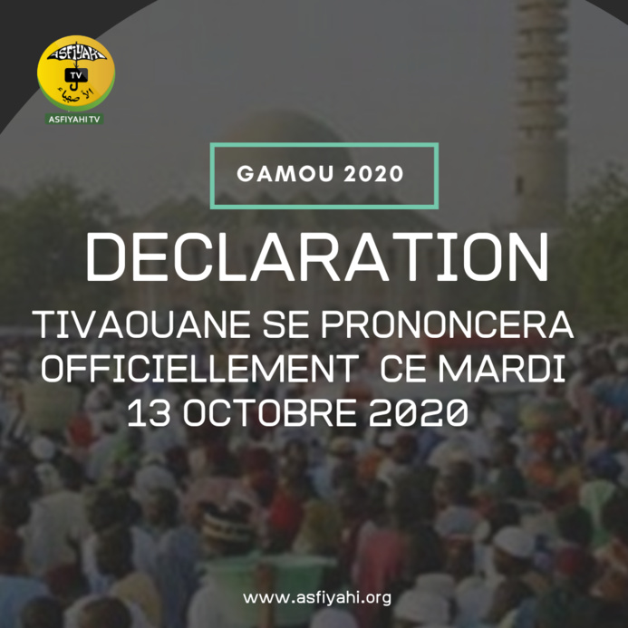 GAMOU 2020 - Tivaouane se prononcera officiellement ce Mardi 13 Octobre 2020