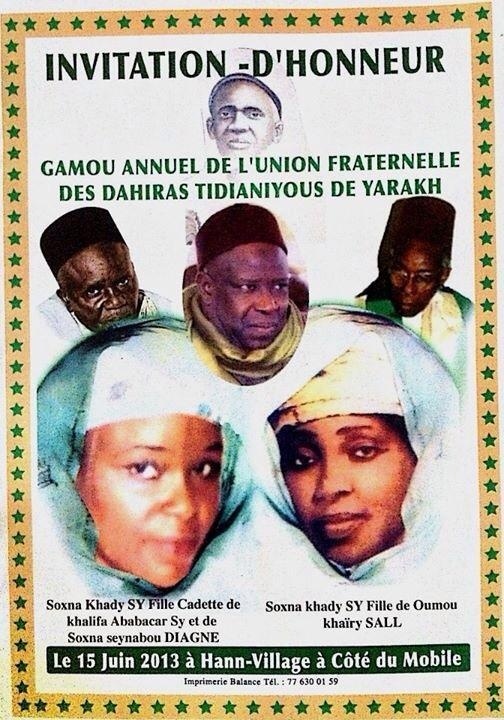 GAMOU UNION YARAKH , CE SAMEDI 15 JUIN 2013 : L'hommage aux deux Sokhna Khady SY de Serigne Babacar Sy (rta)