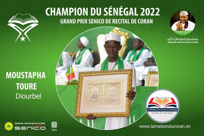Moustapha Touré de la région de Diourbel est le gagnant de la 7ème édition du Grand Concours du Récital de Coran. Moustapha Touré de la région de Diourbel est le gagnant de la 7ème édition du Grand Concours du Récital de Coran.