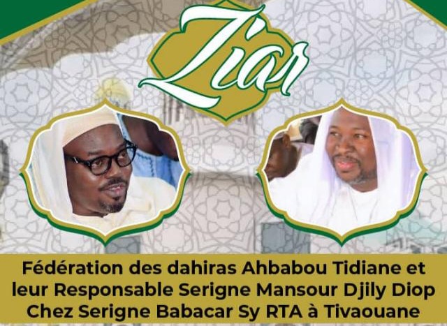 La fédération des Dahiras ahbabou Tidjane et leur responsable morale Mansour Djiby DIOP organisent un Ziarra à Tivaouane, ce Dimanche 22 Janvier 2023