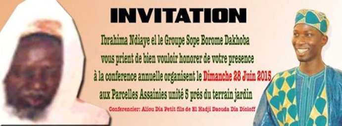 Conference Annuelle de Ibrahima Ndiaye du Groupe Sope Borom Dokhoba, Dimanche 28 Juin 2015 aux Parcelles Assainies