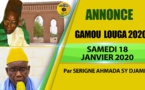ANNONCE - Gamou Louga SEYDI DJAMIL 2020 - SAMEDI 18 JANVIER - L’Appel de Serigne Ahmada Sy Djamil