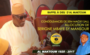 VIDEO - Rappel à Dieu de Serigne Cheikh Tidiane Sy - L'allocution de Serigne Mbaye Sy Mansour