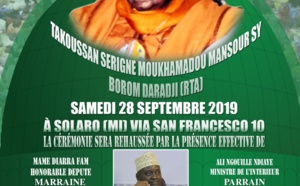 DIRECT ITALIE - Takussan Borom DaaraJi  Dahira Moutahabina Filahi de Limbiate présidé par Serigne Habib Sy Mansour