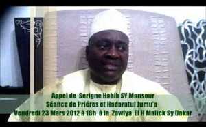 VIDEO - Appel de Serigne Habib SY Mansour : Séance de Prières et Hadaratul Jumu'a ce Vendredi 23 Mars à la Zawiya El Hadj Malick Sy de Dakar 