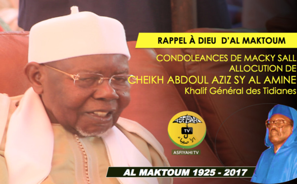VIDEO - Rappel à Dieu de Serigne Cheikh Tidiane Sy - Condoléances du President Macky Sall: L'allocution de Serigne Abdoul Aziz Sy Al Amine, Khalif Général des Tidianes