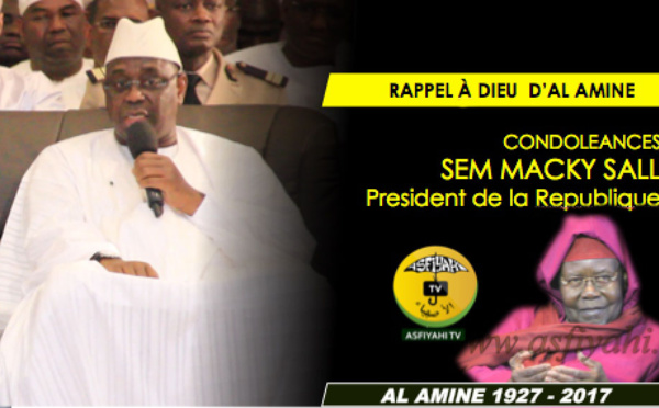 VIDEO - RAPPEL À DIEU D’AL AMINE - Le Message de Condoléances du President de la République Macky Sall
