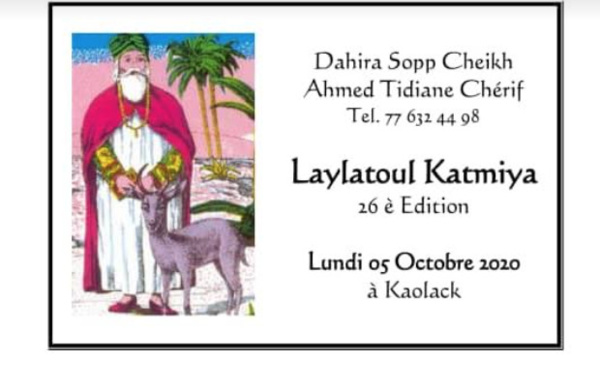 KAOLACK - Leylatoul Katmiya Dahira Sopey Cheikh, Lundi 05 Octobre 2020 en format Télévisé 