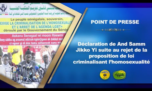 POINT DE PRESSE: Déclaration de And samm Jikko Yi suite au rejet de la proposition de loi criminalisant l'Homosexualité