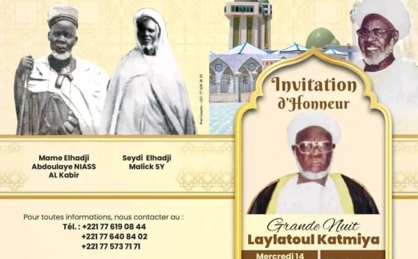 Kaolack Médina Baye - Leylatoul Katmiya de la famille Thierno Hassan DÈME,  Mercredi 14 Septembre 2022 à Médina Baye