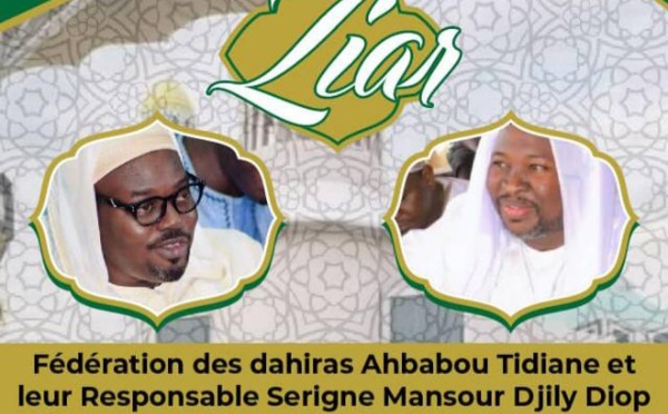 La fédération des Dahiras ahbabou Tidjane et leur responsable morale Mansour Djiby DIOP organisent un Ziarra à Tivaouane, ce Dimanche 22 Janvier 2023