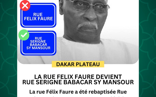 Dakar-Plateau : des rues rebaptisées en hommage aux grandes figures nationales et religieuses