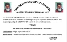 Conférence religieuse organisée par la Dahira Tidiane du groupe SONATEL, ce Samedi 23 Avril 2022.