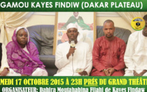 ANNONCE VIDEO - Gamou Moutahabina Filahi de Kayes Findiw (Dakar Plateau) , Samedi 17 Octobre 2015