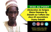 URGENT! Mise au Point de Serigne Mame Ousmane Sy Dabakh sur l'affaire des deux (2) associations Sopey Dabakh